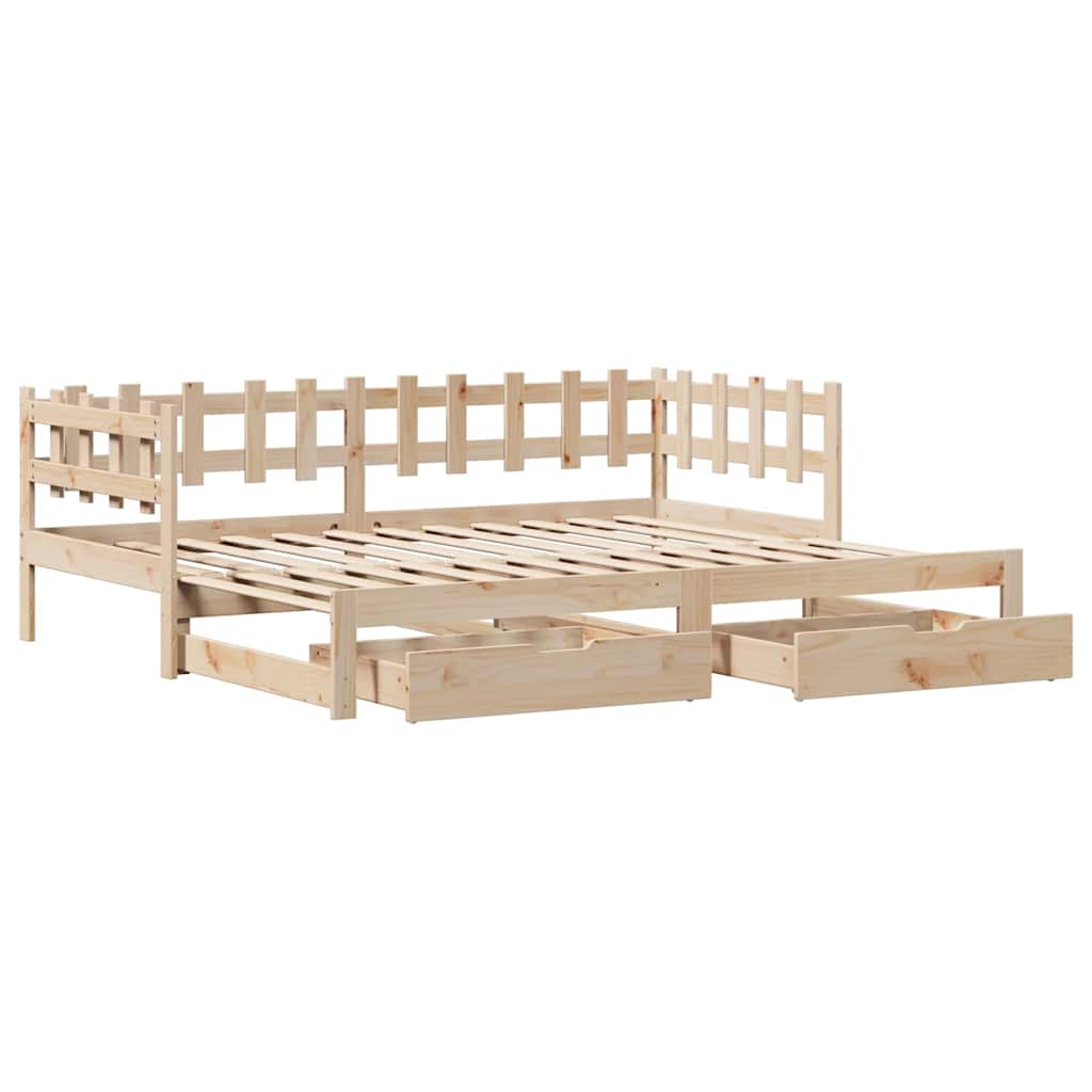 daybed med udtræk og skuffer uden madras 80x200 cm