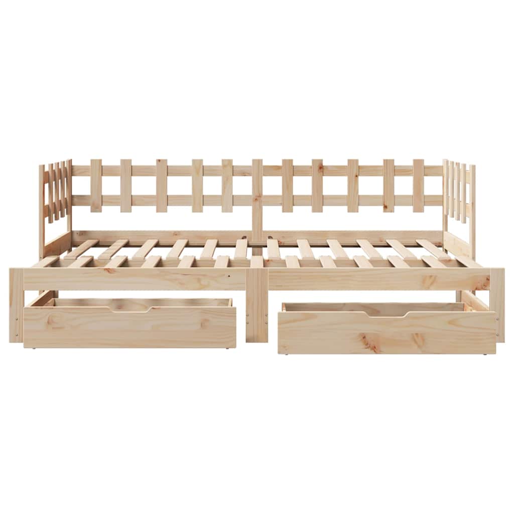 daybed med udtræk og skuffer uden madras 80x200 cm