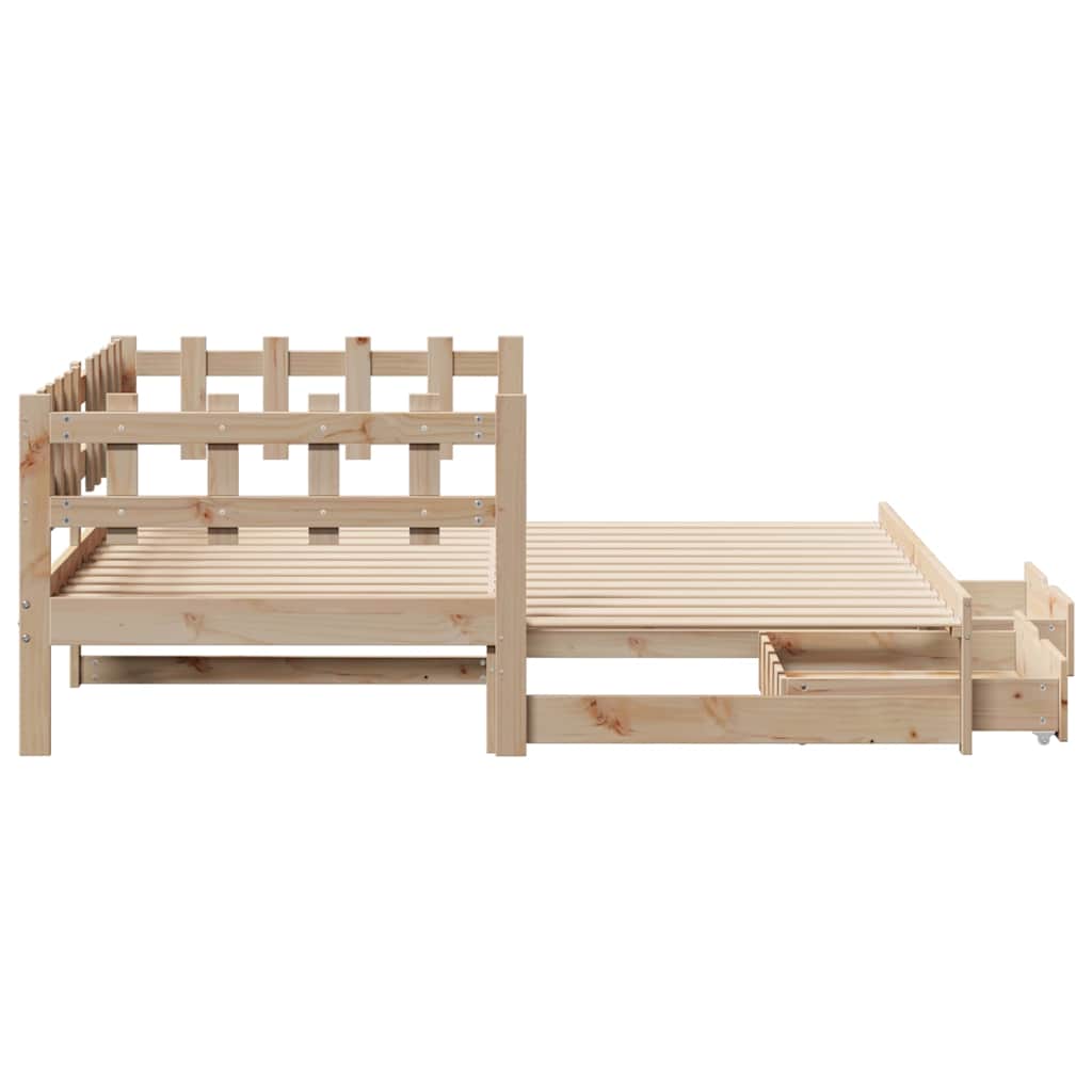 daybed med udtræk og skuffer uden madras 80x200 cm