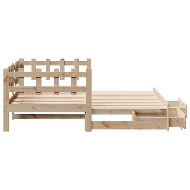 daybed med udtræk og skuffer uden madras 80x200 cm