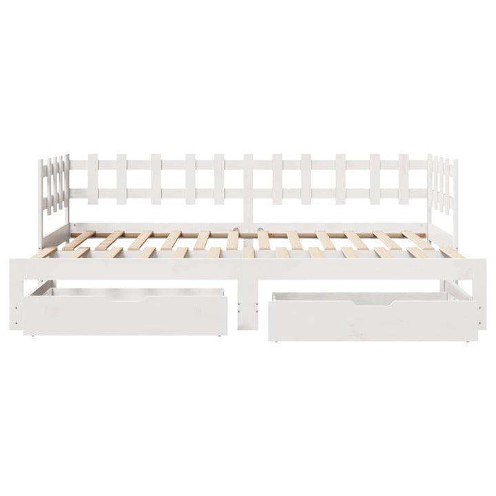daybed med udtræk og skuffer uden madras 80x200 cm hvid