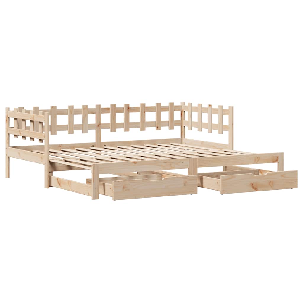 daybed med udtræk og skuffer uden madras 90x200 cm