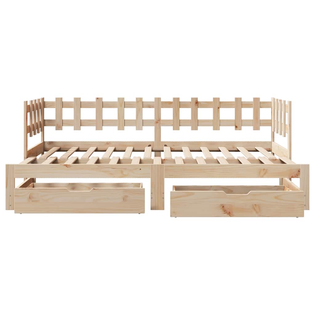daybed med udtræk og skuffer uden madras 90x200 cm