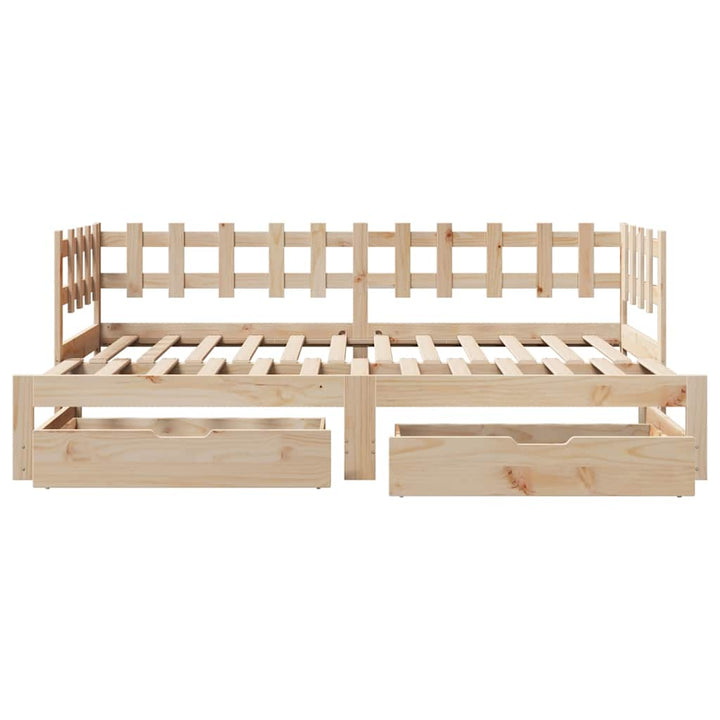 daybed med udtræk og skuffer uden madras 90x200 cm