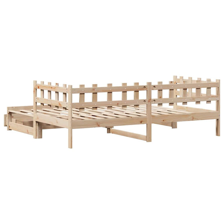 daybed med udtræk og skuffer uden madras 90x200 cm