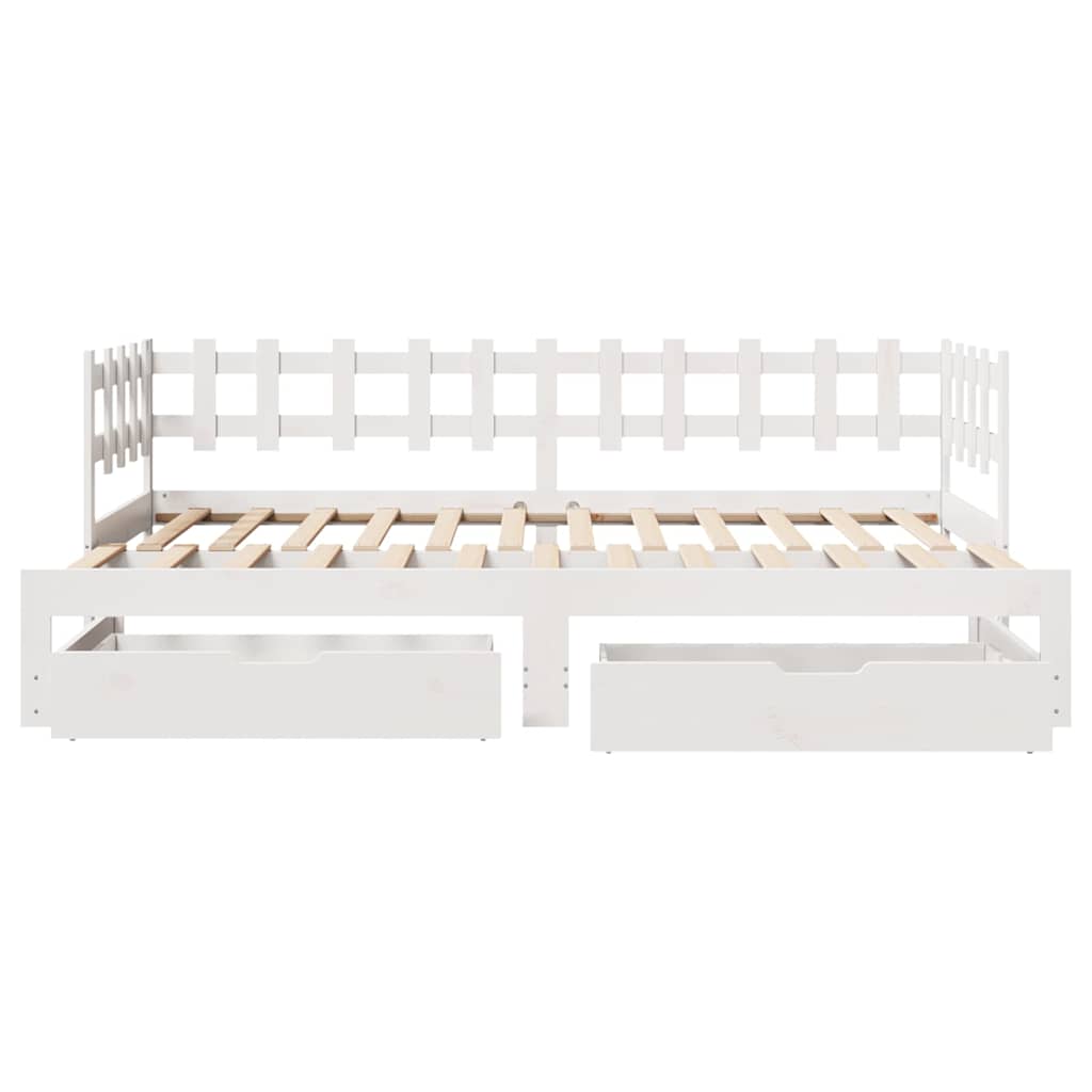 daybed med udtræk og skuffer uden madras 90x200 cm hvid