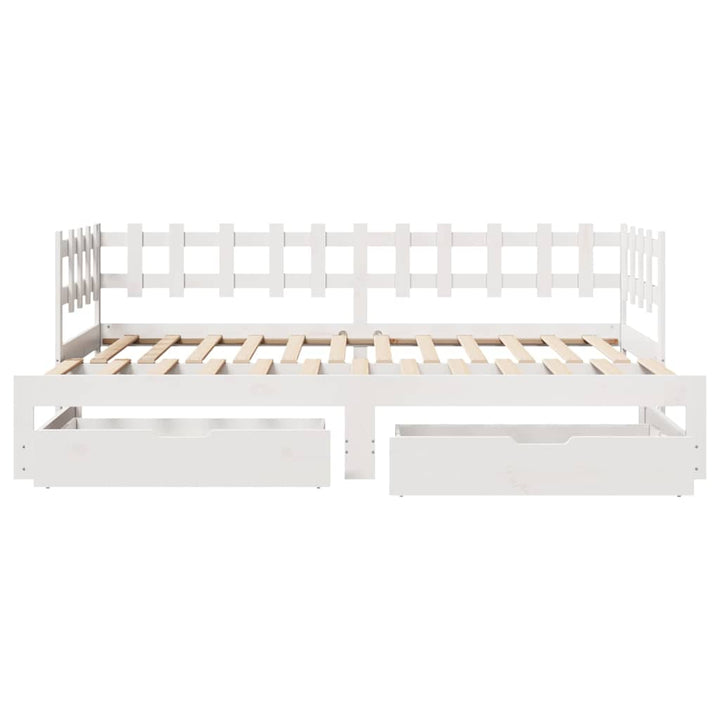 daybed med udtræk og skuffer uden madras 90x200 cm hvid