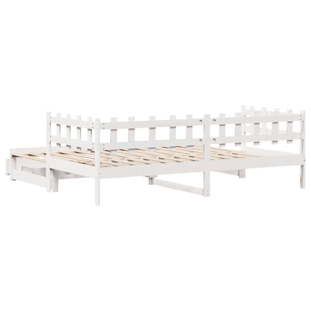 daybed med udtræk og skuffer uden madras 90x200 cm hvid