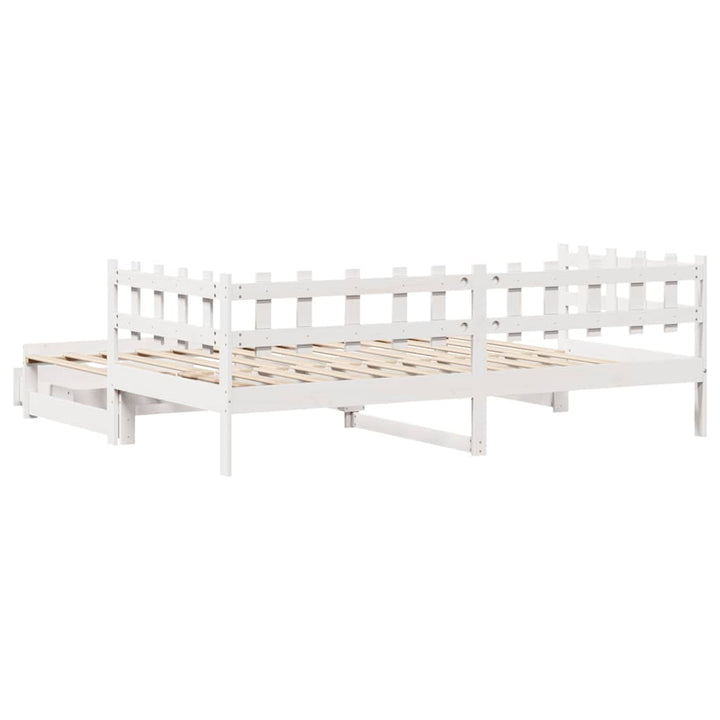 daybed med udtræk og skuffer uden madras 90x200 cm hvid