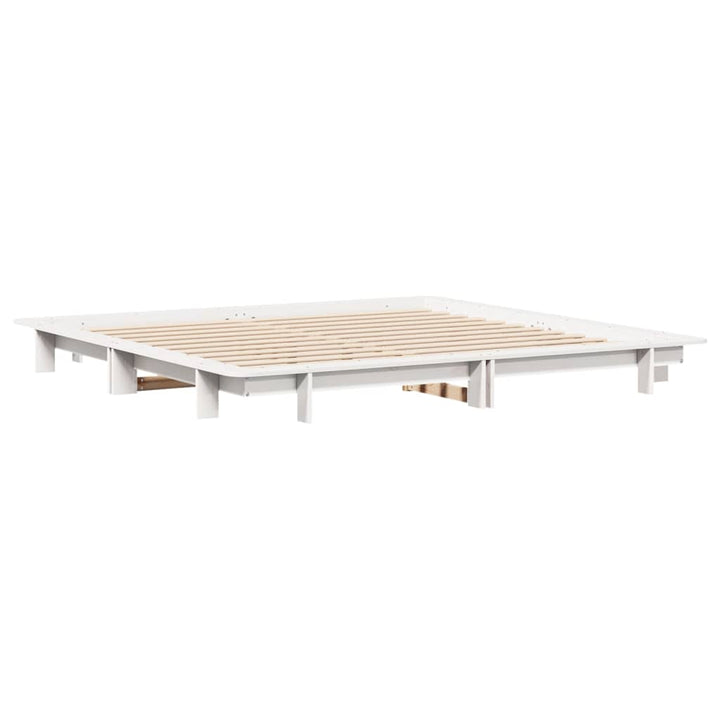 sengeramme uden madras 200x200 cm massivt fyrretræ hvid