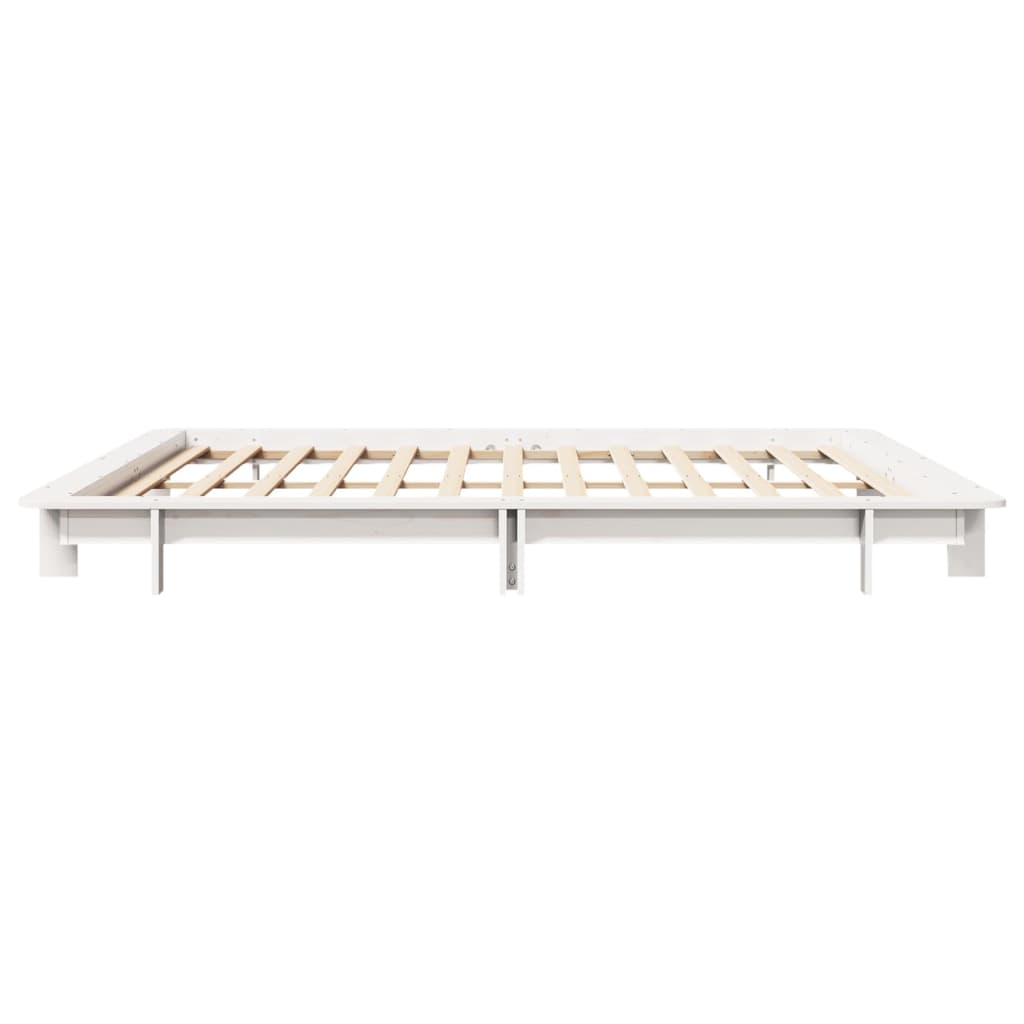 sengeramme uden madras 200x200 cm massivt fyrretræ hvid