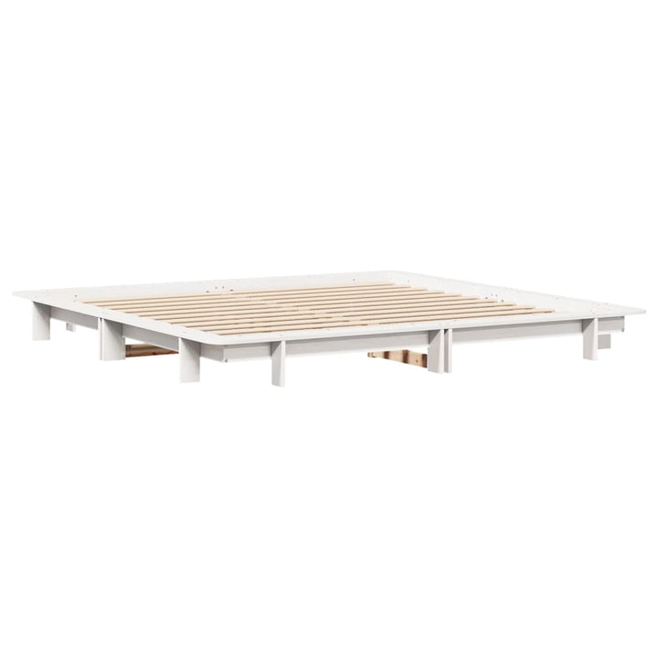 sengeramme uden madras 200x200 cm massivt fyrretræ hvid