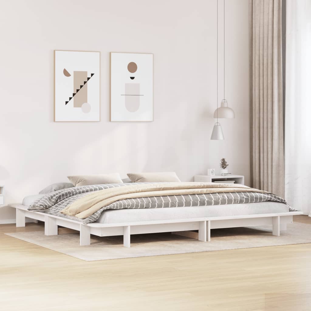 sengeramme uden madras 200x200 cm massivt fyrretræ hvid
