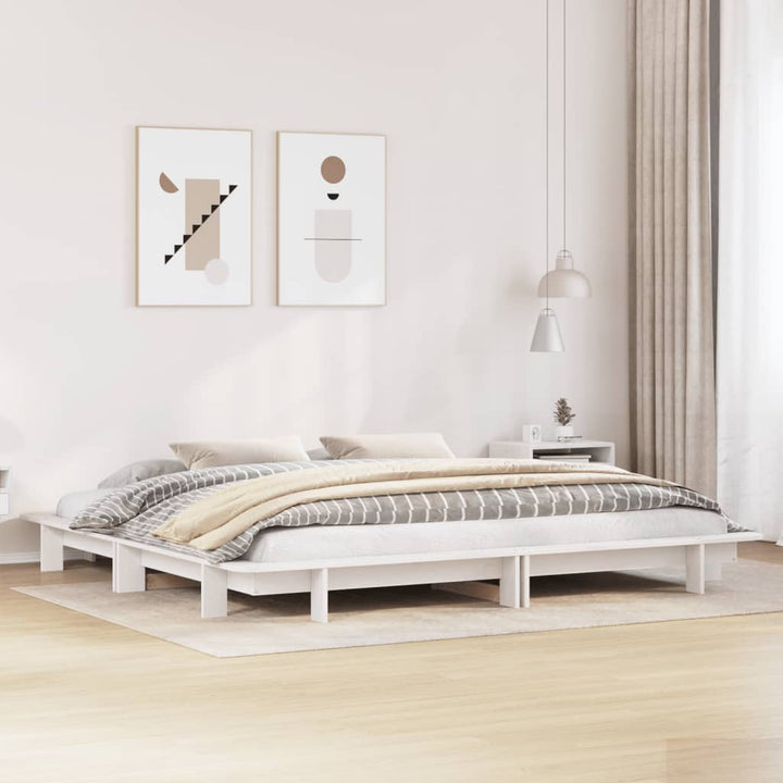 sengeramme uden madras 200x200 cm massivt fyrretræ hvid