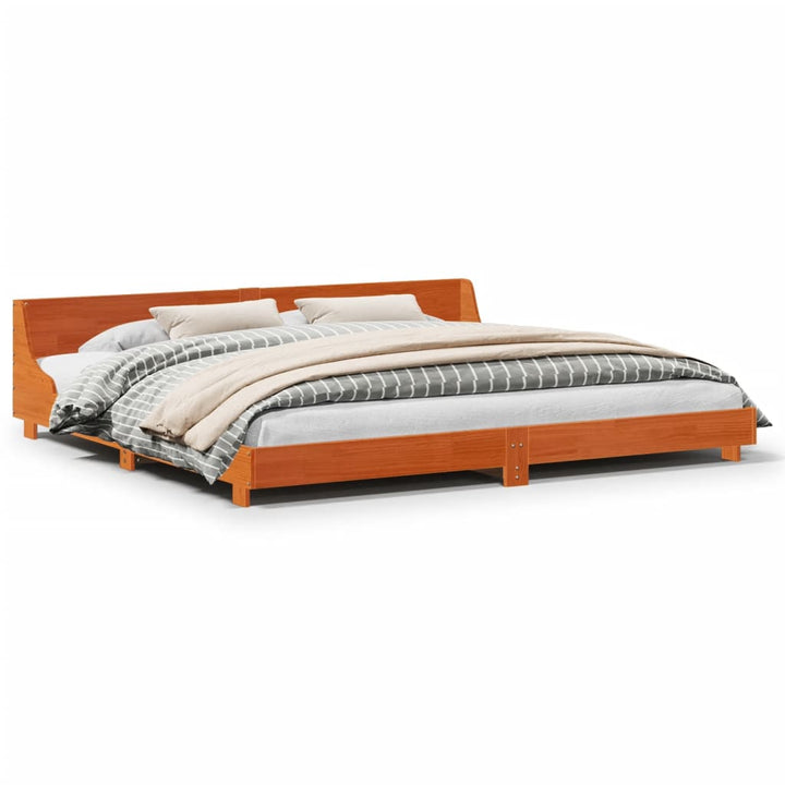 sengeramme uden madras 200x200 cm massivt fyrretræ gyldenbrun