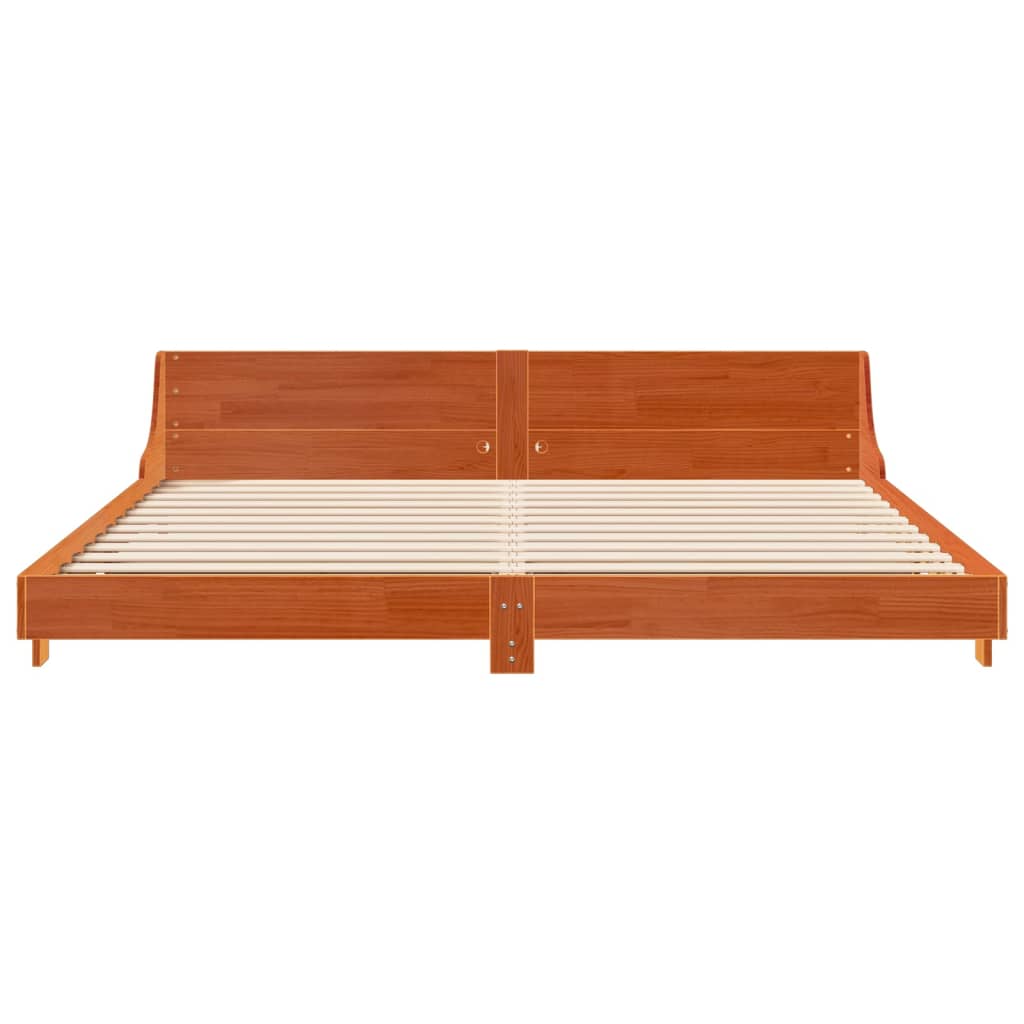sengeramme uden madras 200x200 cm massivt fyrretræ gyldenbrun
