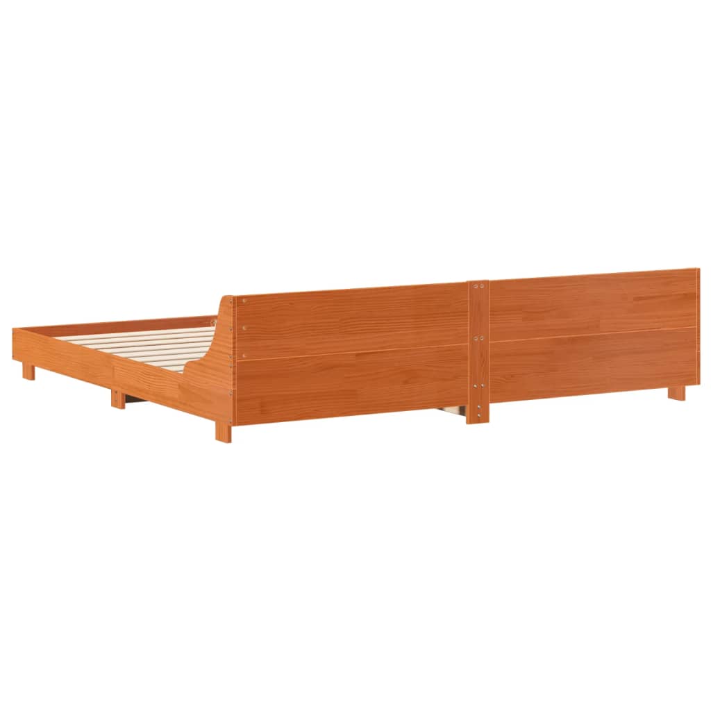 sengeramme uden madras 200x200 cm massivt fyrretræ gyldenbrun