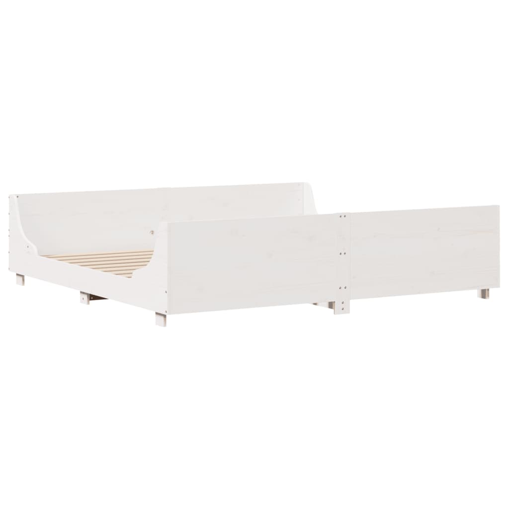 sengeramme uden madras 200x200 cm massivt fyrretræ hvid