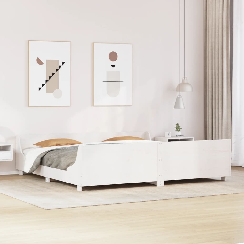 sengeramme uden madras 200x200 cm massivt fyrretræ hvid