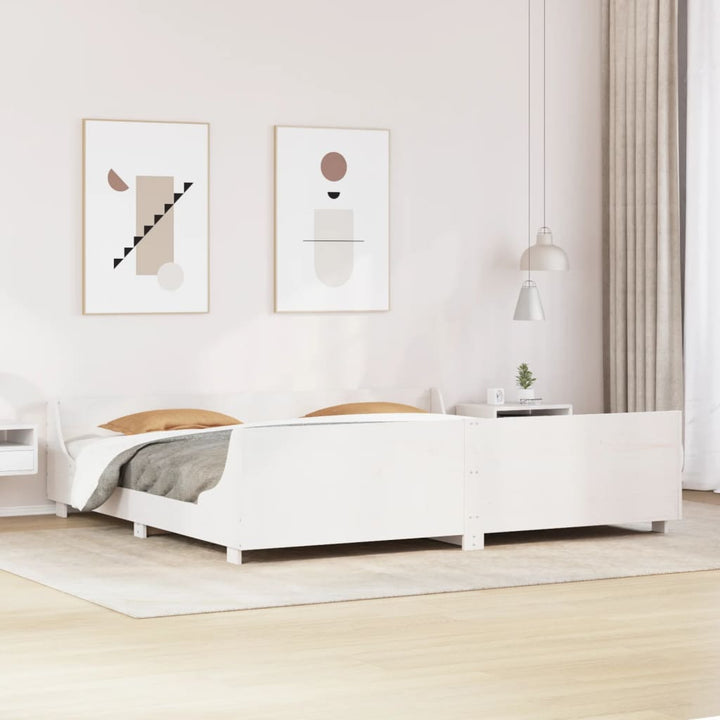 sengeramme uden madras 200x200 cm massivt fyrretræ hvid