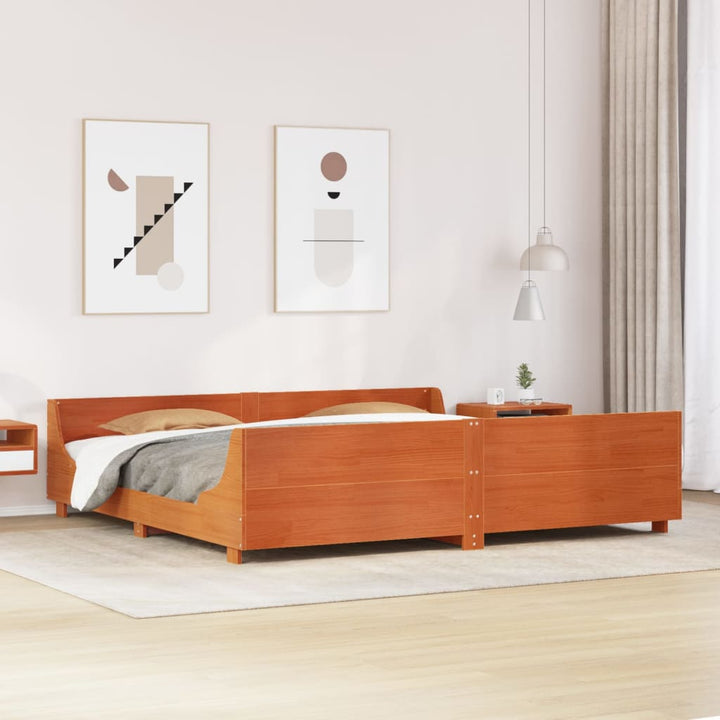 sengeramme uden madras 200x200 cm massivt fyrretræ gyldenbrun