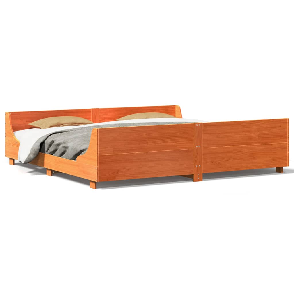 sengeramme uden madras 180x200 cm massivt fyrretræ gyldenbrun