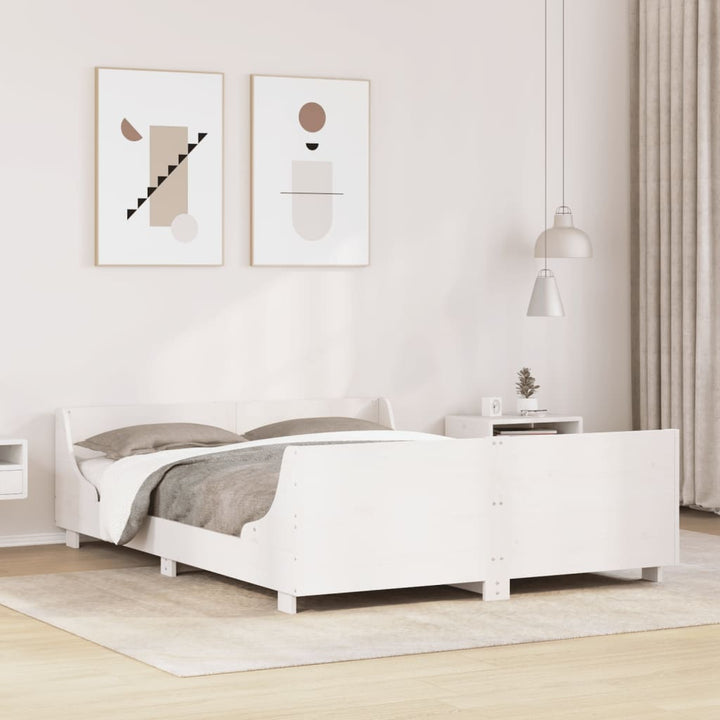 sengeramme uden madras 160x200 cm massivt fyrretræ hvid