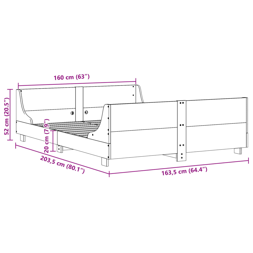 sengeramme uden madras 160x200 cm massivt fyrretræ gyldenbrun