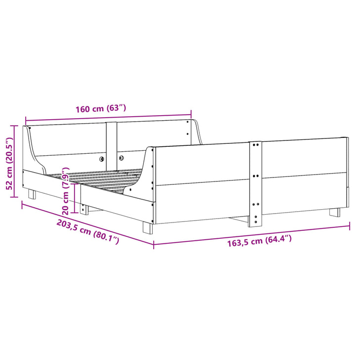 sengeramme uden madras 160x200 cm massivt fyrretræ gyldenbrun