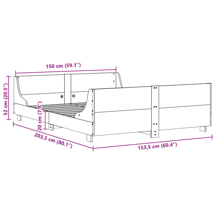 sengeramme uden madras 150x200 cm massivt fyrretræ