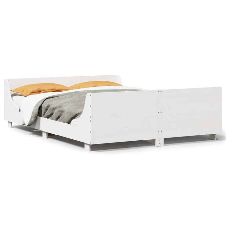 sengeramme uden madras 140x200 cm massivt fyrretræ hvid