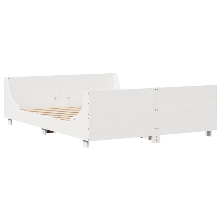 sengeramme uden madras 140x200 cm massivt fyrretræ hvid