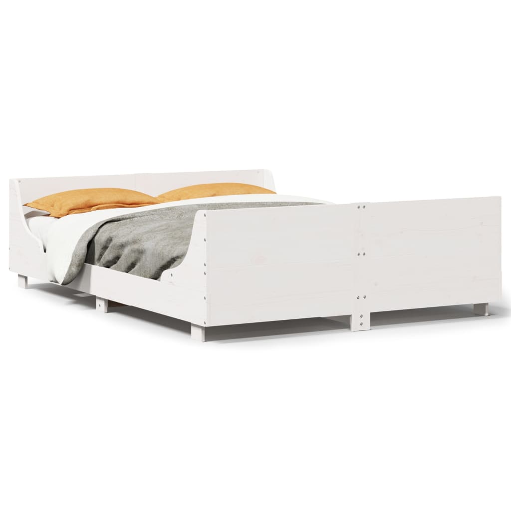 sengeramme uden madras 140x190 cm massivt fyrretræ hvid