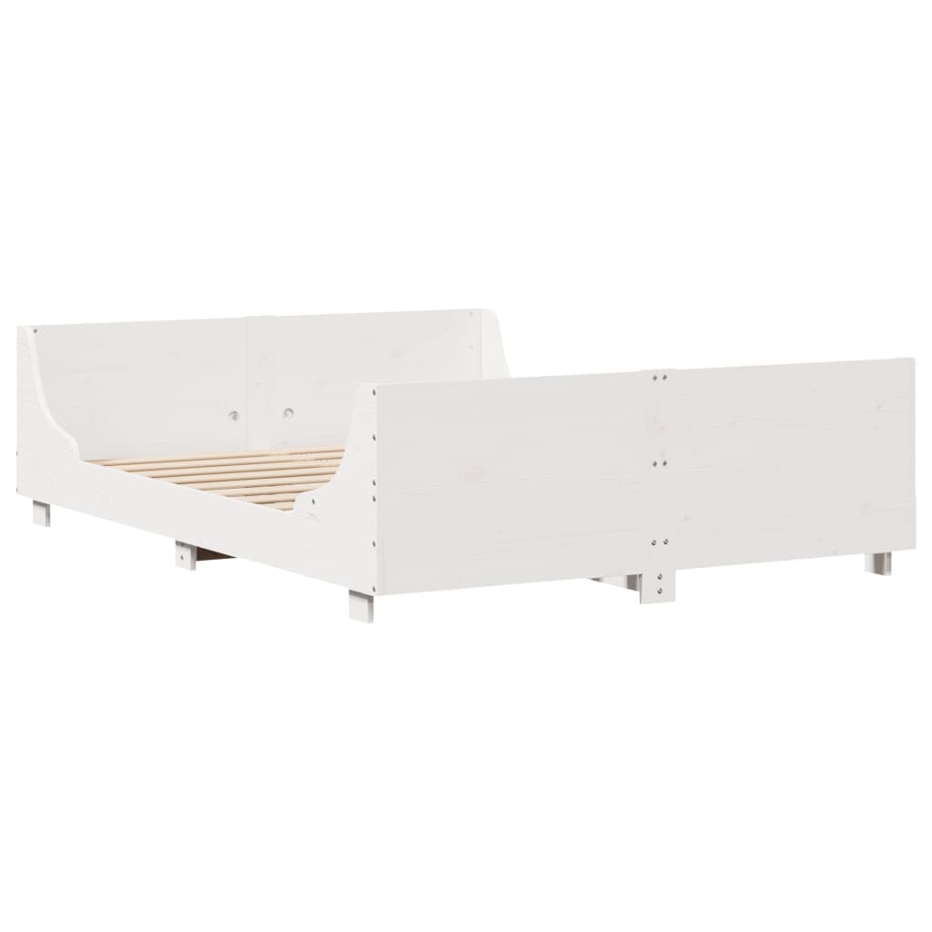 sengeramme uden madras 140x190 cm massivt fyrretræ hvid