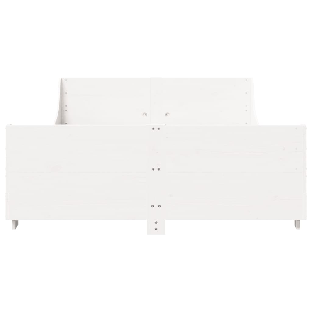 sengeramme uden madras 140x190 cm massivt fyrretræ hvid