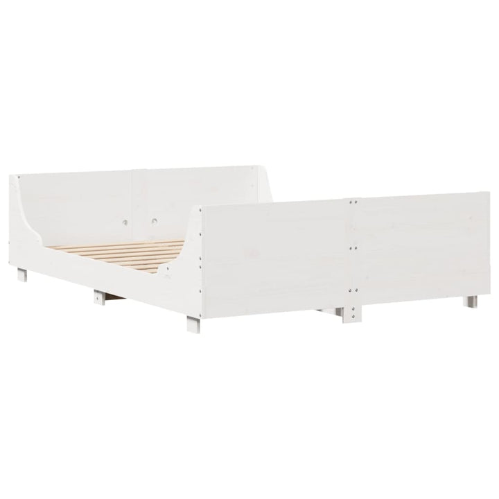 sengeramme uden madras 140x190 cm massivt fyrretræ hvid