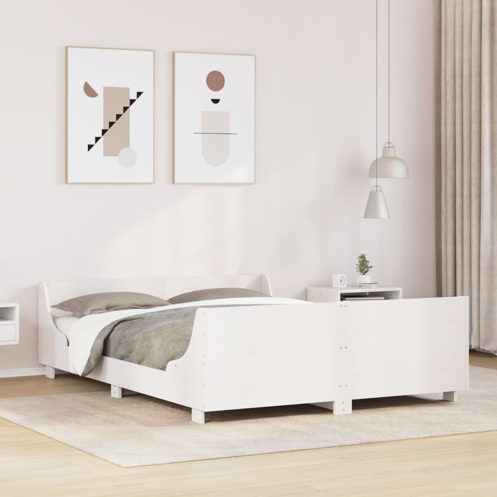 sengeramme uden madras 140x190 cm massivt fyrretræ hvid