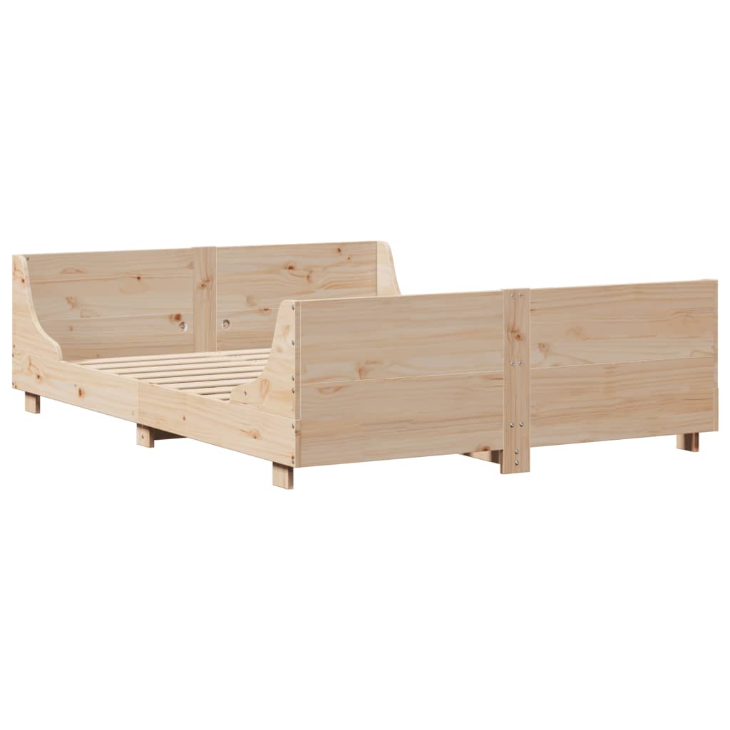 sengeramme uden madras 135x190 cm massivt fyrretræ hvid