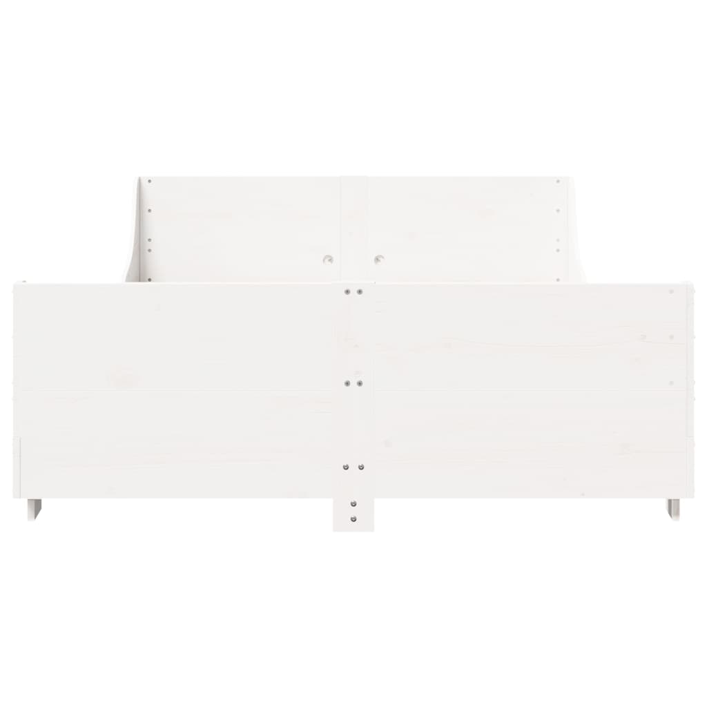 sengeramme uden madras 135x190 cm massivt fyrretræ hvid