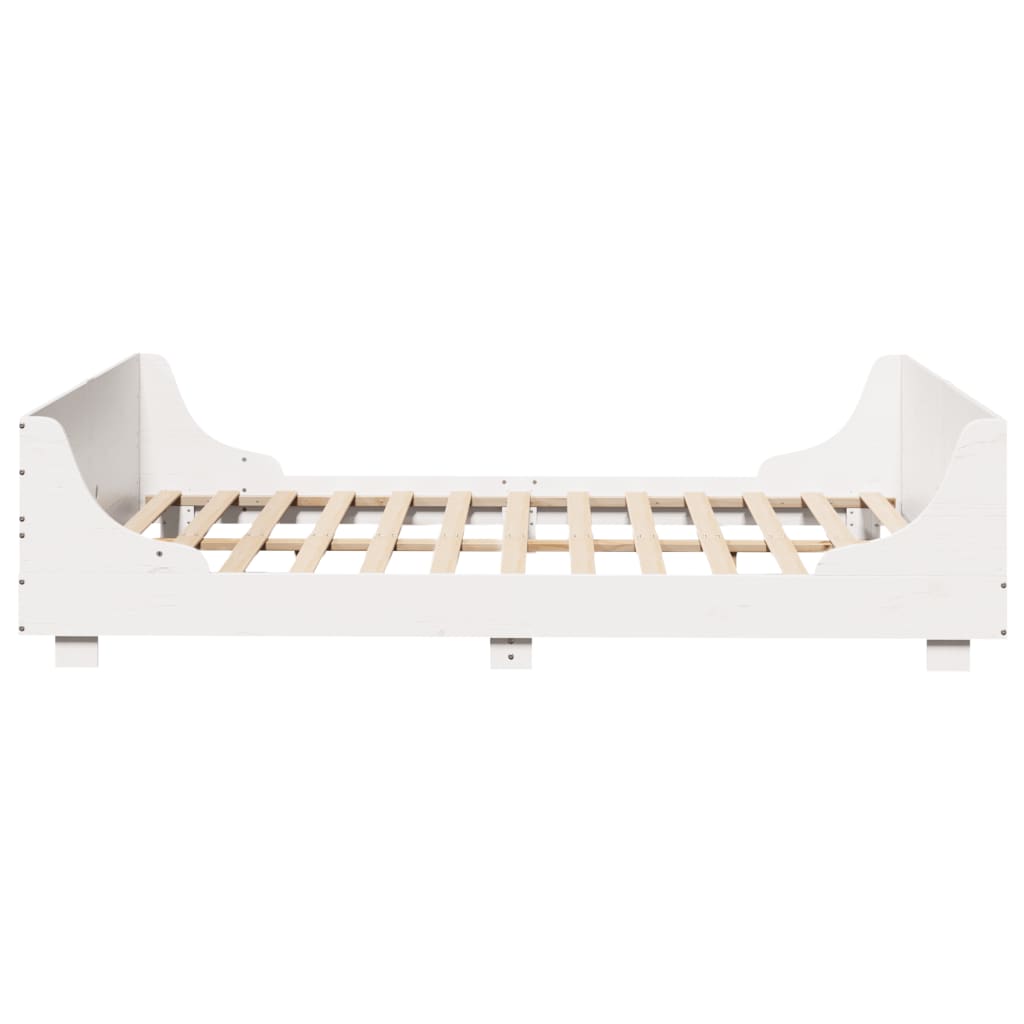 sengeramme uden madras 135x190 cm massivt fyrretræ hvid