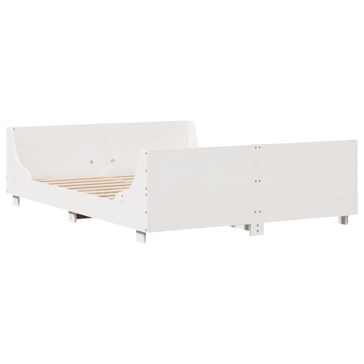 sengeramme uden madras 135x190 cm massivt fyrretræ hvid