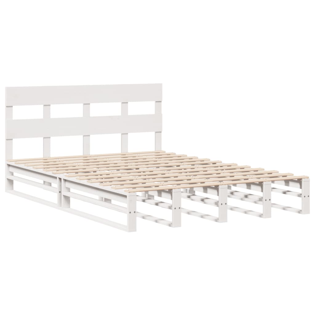 sengeramme uden madras 120x200 cm massivt fyrretræ hvid