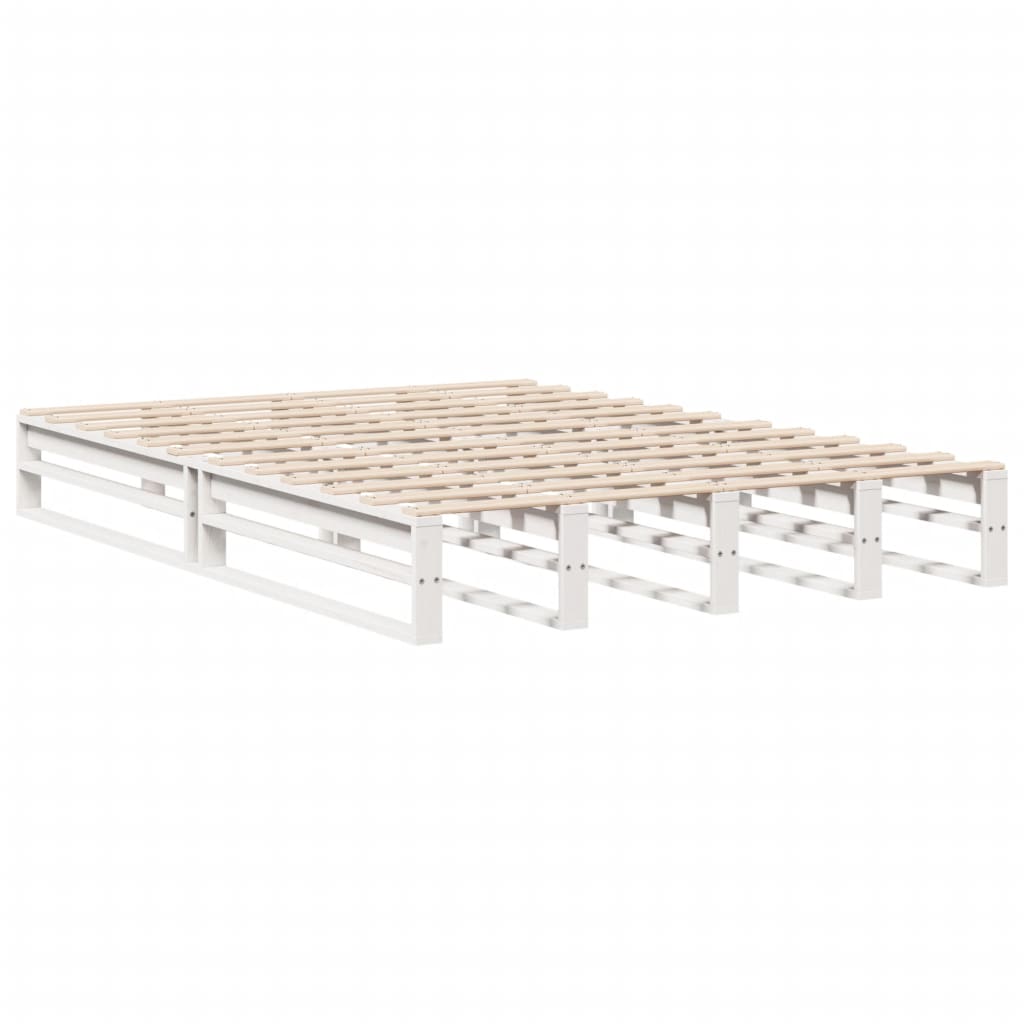 sengeramme uden madras 120x200 cm massivt fyrretræ hvid