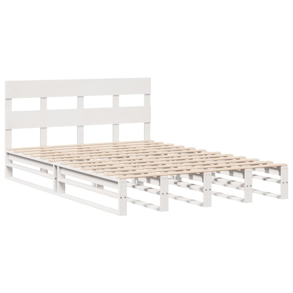 sengeramme uden madras 160x200 cm massivt fyrretræ hvid