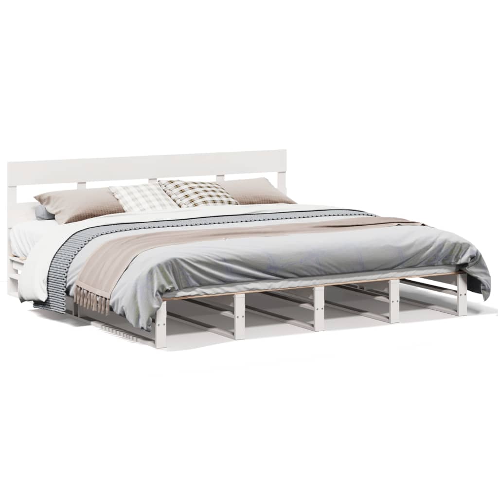sengeramme uden madras 200x200 cm massivt fyrretræ hvid