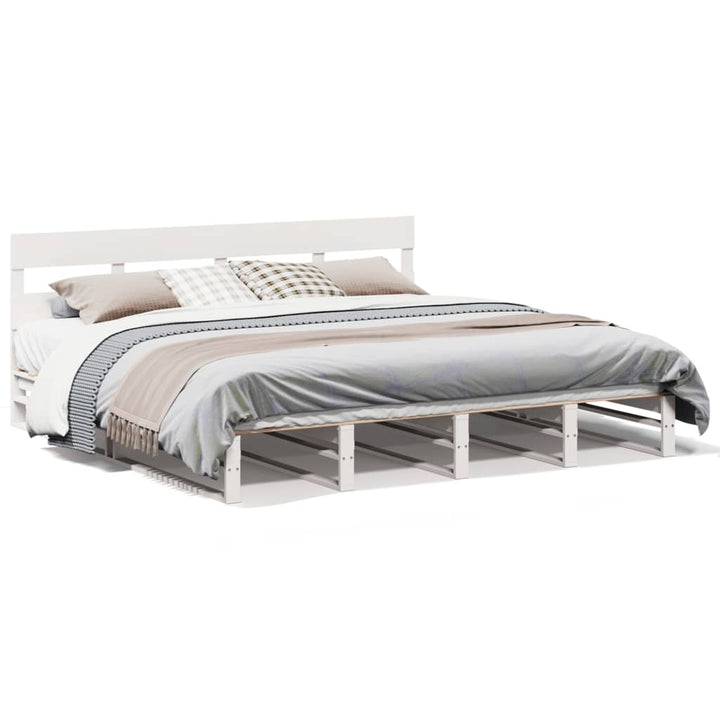 sengeramme uden madras 200x200 cm massivt fyrretræ hvid