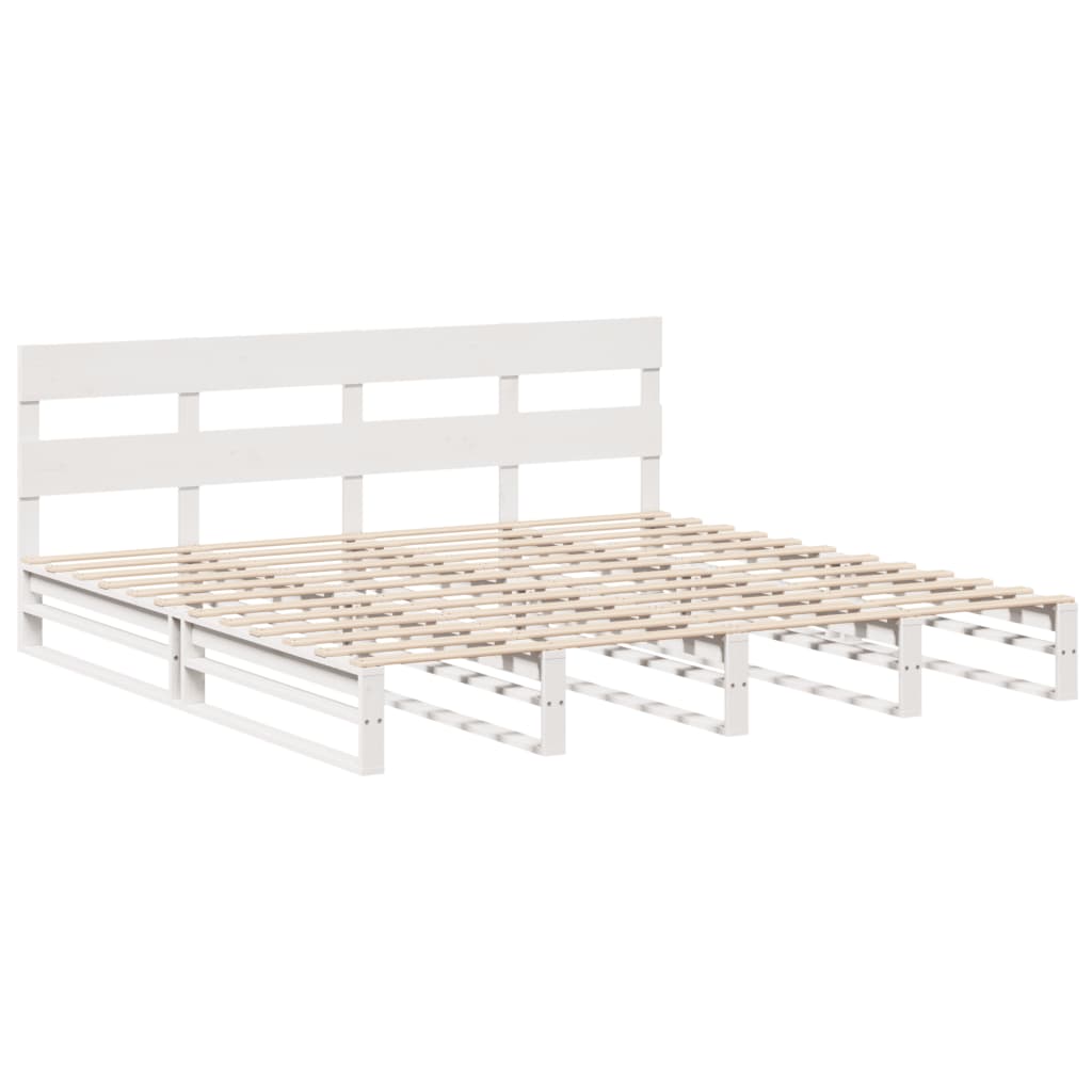 sengeramme uden madras 200x200 cm massivt fyrretræ hvid