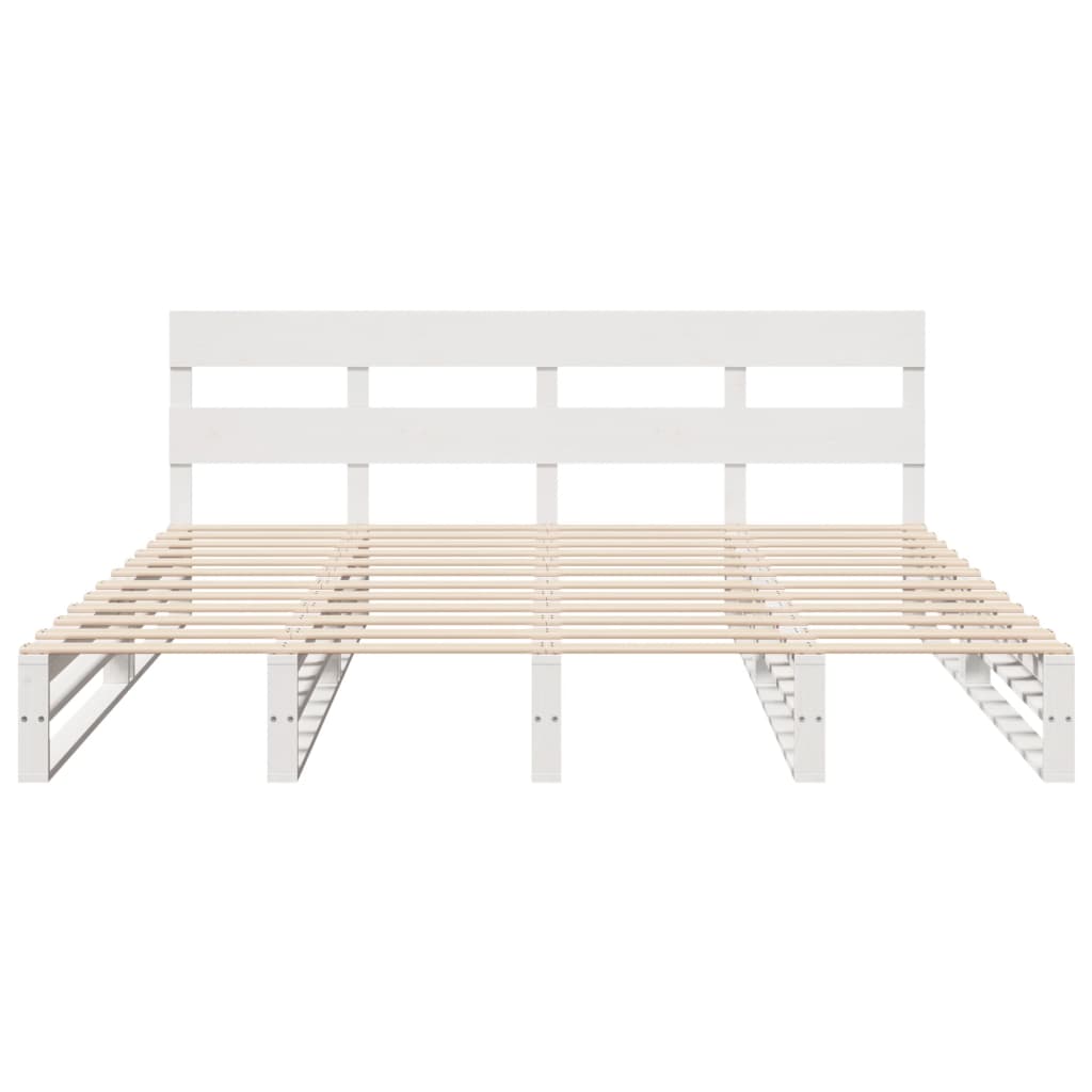 sengeramme uden madras 200x200 cm massivt fyrretræ hvid