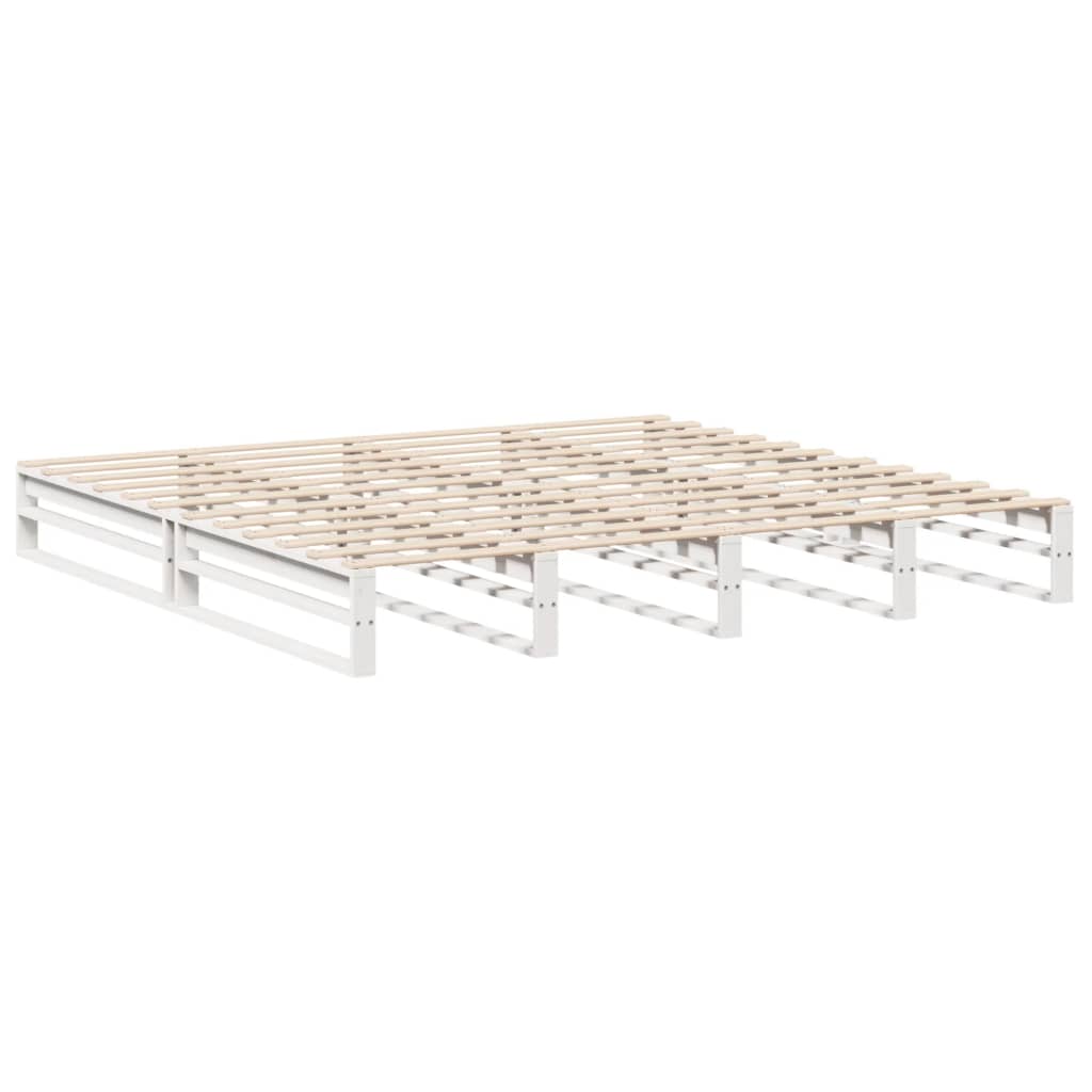 sengeramme uden madras 200x200 cm massivt fyrretræ hvid