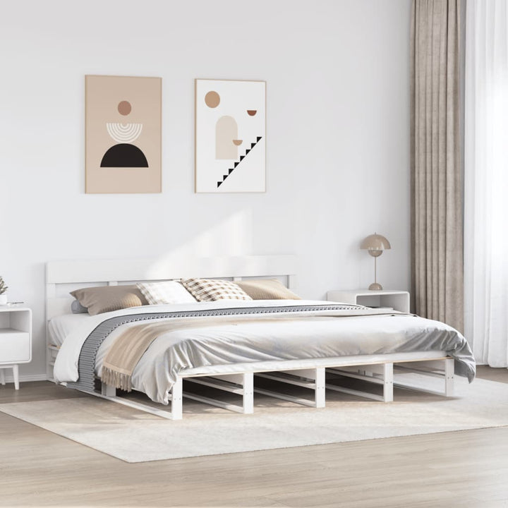 sengeramme uden madras 200x200 cm massivt fyrretræ hvid